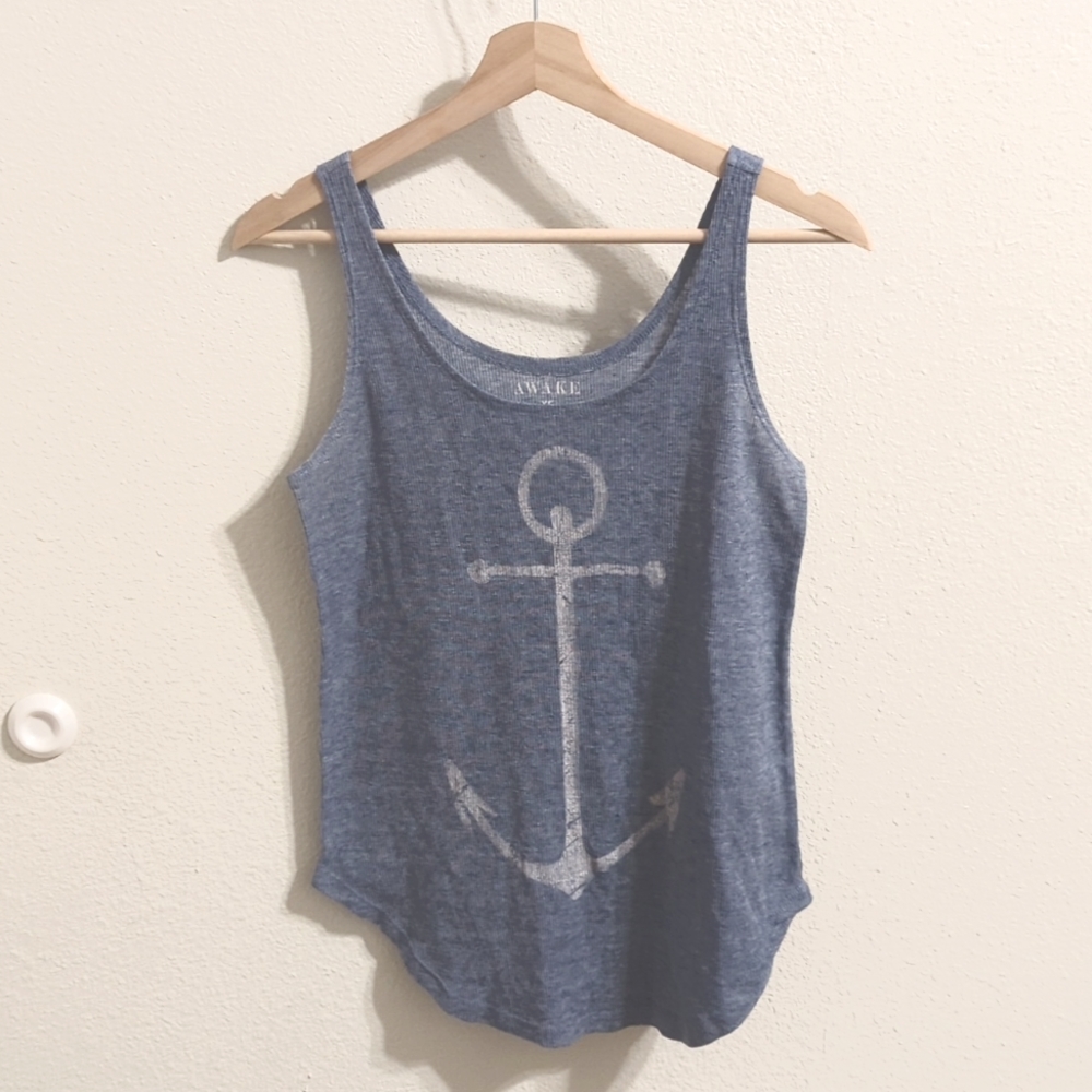 Awake blue xs anchor tank top